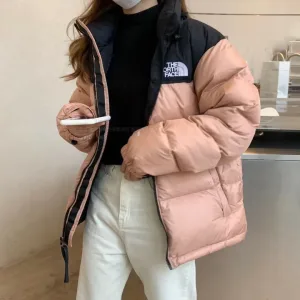 Designer The North Face Cotton-Padded Coat Red Cotton Down Light Outdoor Winter Embroidery Patch