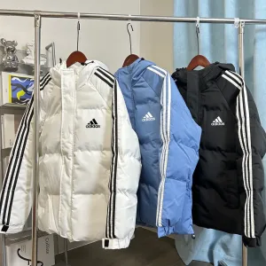 Designer Adidas Cotton-Padded Coat Red Down Waterproof Design High-Quality Materials Winter