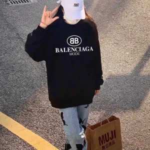 Reps Balenciaga Hoodies Black Cotton Xinjiang Ribbed Fabric Spring Autumn