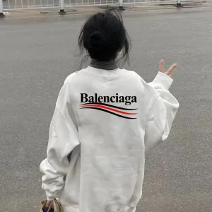Super Clone Balenciaga Hoodies Black Cotton Xinjiang Ribbed Fabric Spring Autumn