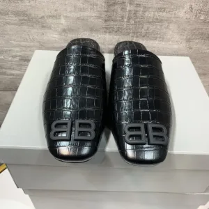 Super Clone Balenciaga Slippers Ash Genuine Leather Cowhide