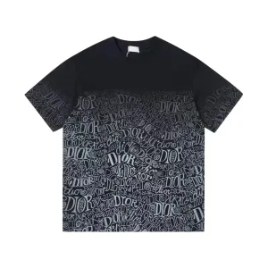 AAA Dior Short-Sleeved T-Shirt Black Cotton Pure High-Density Fabric Spring Summer