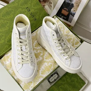 Designer Gucci Sneakers Red Rubber Jacquard Slender Ankles