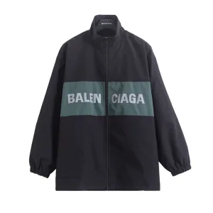 Designer Balenciaga Jacket Red Polyester Mesh Spring Zippered Pocket