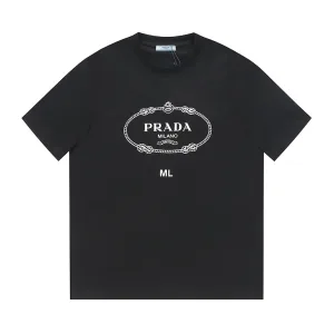 High Quality Designer Prada Short-Sleeved Shirts Red Cotton Combed