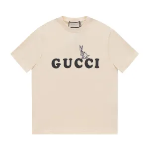 AAA Super Clone Gucci Short-Sleeved Shirts Red Cotton Combed Ribbed Fabric