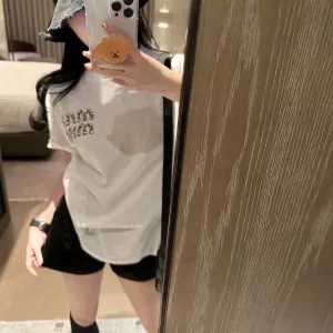 High Quality Luxury Miu Miu Cotton Short Sleeves
