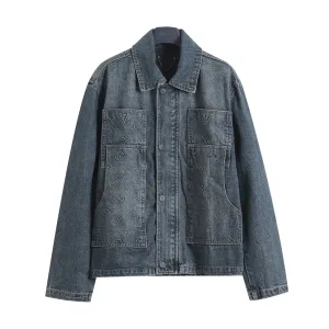 Super Clone Luxury Louis Vuitton Jacket Red Twill Denim Patch