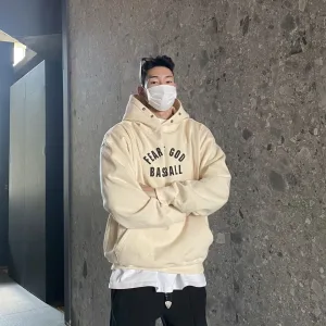 Luxury Fear Of God Hoodie Black Ribbed Fabric
