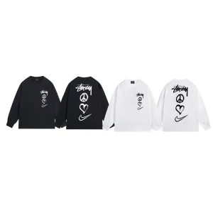 Designer Nike Long-Sleeved T-Shirt Ash Cotton Pure Combed Streetwear Autumn