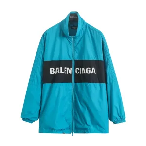 High Quality Designer Balenciaga Jacket Red Polyester Mesh Spring Patch Zippered Pocket