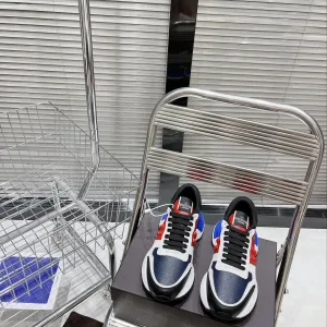 Super Clone High Quality Valentino Sneakers Red Top-Grain Cowhide Mesh Street Style Breathable