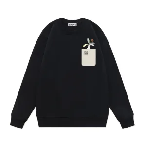 Super Clone Loewe Hoodie Black Cotton Autumn Winter