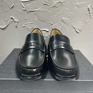 Designer Luxury Prada Loafers Black Genuine Leather Cowhide Spring Summer