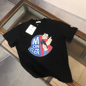 Super Clone Moncler Short-Sleeved T-Shirt Blue Cotton Pure Slim Fit