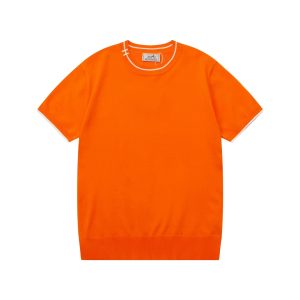 High Quality Luxury Hermès Knit Fabric T-Shirts For Spring