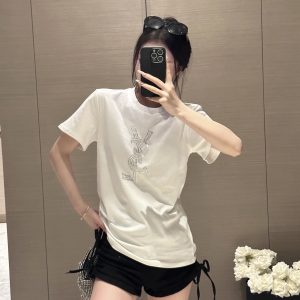 Luxury Aaa Saint Laurent Cotton Short Sleeves For Early Spring