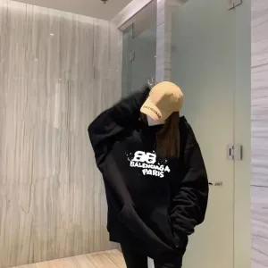 Designer High Quality Balenciaga Hoodie Red Cotton Long-Staple Spring Autumn