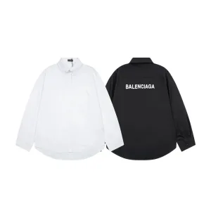 Super Clone Balenciaga Long-Sleeved Shirt Ash Cotton Pure Mesh Poplin Exquisite Workmanship