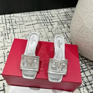 Luxury Super Clone Valentino Slippers Ash Silk Genuine Leather Sheepskin Sophistication Spring Summer