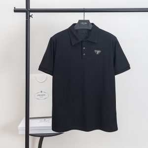 1:1 Designer Prada Cotton Short-Sleeved Polo Shirt