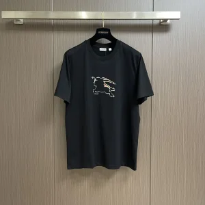 Reps High Quality Burberry Short-Sleeved T-Shirt Ash Cotton Combed Relaxed Fit