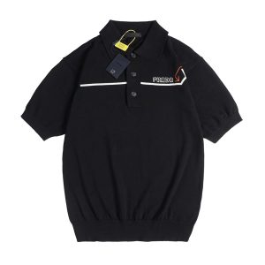High Quality Prada Velvet Short-Sleeved Polo Shirt