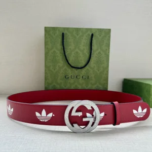 High Quality Luxury Gucci Leather Belt Red