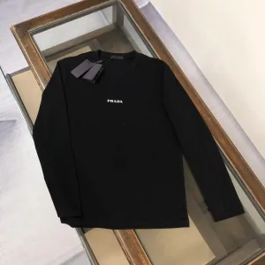 Designer Prada Long-Sleeved T-Shirt Green Cotton Long-Staple Autumn Early