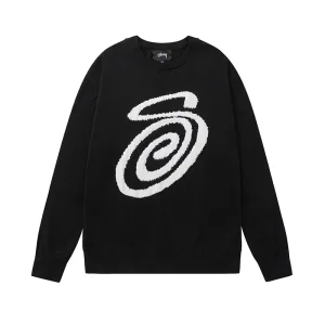 Reps Stussy Long-Sleeved Sweater Black Jacquard Streetwear