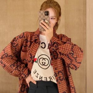 Designer Aaa Gucci Diamond Long-Sleeved Shirt