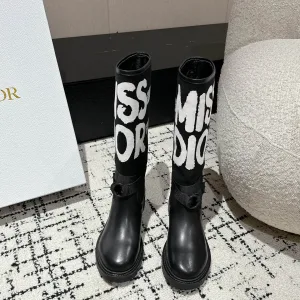 Designer High Quality Dior Boots Red Nylon Cowhide Rubber