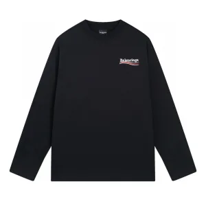 Designer High Quality Balenciaga Long-Sleeved Red Cotton Ribbed Fabric Embroidery