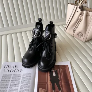 Designer Valentino Ankle Boots Rubber Outsole Autumn Winter