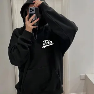 Super Clone AAA Fila Hoodie Red Cotton Pure Long-Staple Spring Autumn