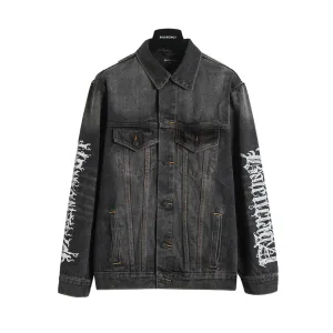 Reps Balenciaga Jacket Ash Twill Denim Screen Printing