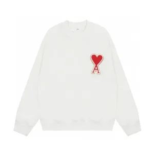 Designer High Quality Ami Sweatshirt Red Cotton Pure Patch