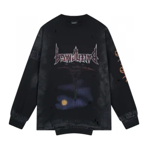 Reps High Quality Balenciaga Long-Sleeved Ash Cotton Pure Gradient Print