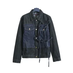 High Quality Louis Vuitton Jacket Red Lace Denim 3D Pocket