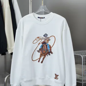 AAA Louis Vuitton Sweatshirt Red Cotton Pure Double Needle Stitching Embroidery