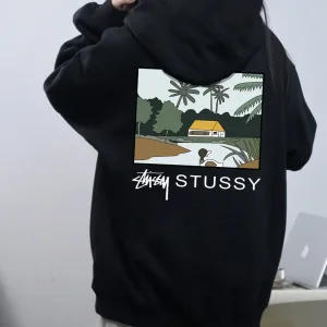 AAA Stussy Hoodie Red Cotton Xinjiang Spring Autumn