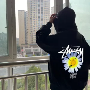 High Quality Stussy Hoodies Black Cotton Fleece Winter
