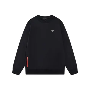 Super Clone Prada Short-Sleeved Shirts Ash Cotton Ribbed Fabric Neckline Stitching Embroidery