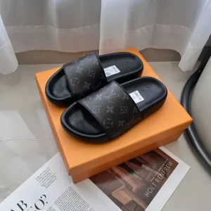 Reps Louis Vuitton Slippers Ash Genuine Leather