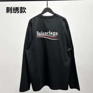 Reps High Quality Balenciaga Long-Sleeved Red Cotton Pure Neckline Stitching Embroidery
