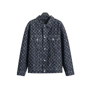 Designer Luxury Louis Vuitton Jacket Red Jacquard Denim