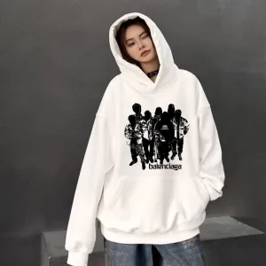 Reps Designer Balenciaga Hoodies White Cotton Fleece Winter