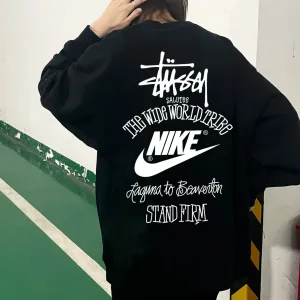 AAA Nike Hoodies Black Cotton Xinjiang Ribbed Fabric Spring Autumn