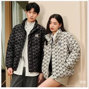 Luxury High Quality Express Down Jacket Red Cotton Feather Nylon Fleece Twill Lace Streetwear Winter Embroidery Windproof Cuffs