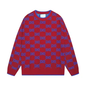 Designer Gucci Hoodies Red Cotton Jacquard
